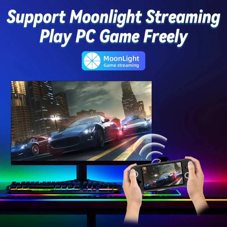 ANBERNIC RG556 Handheld Game Console Android 13 System 5.48-Inch AMOLED Screen WIFI Bluetooth Game Player 128GB+256GB(Transparent Blue) - Image 6