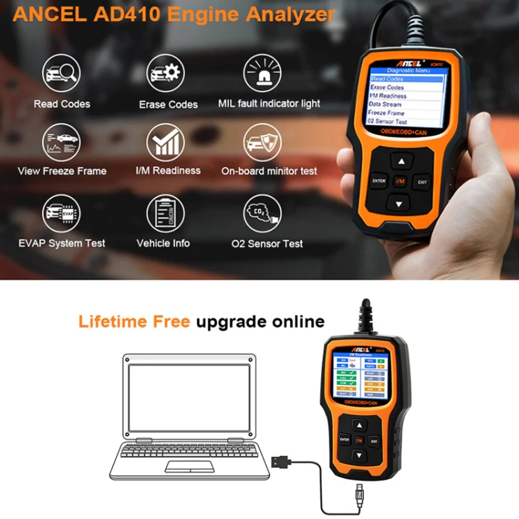 ANCEL AD410 OBD2 Car Universal Auto Diagnostic Scanner - Image 4