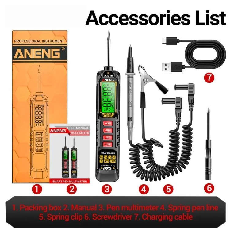 ANENG Digital Intelligent Car Repair Pen Multimeter, Model: A3016 Lithium Battery - Image 13