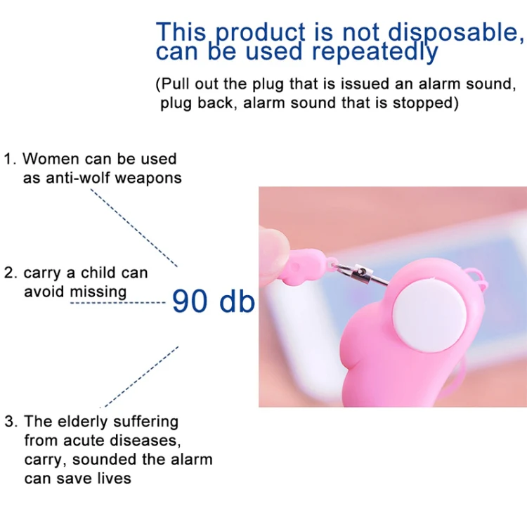 Angel Wing Anti-rape Device Personal Alarm, Self-defense Defend Wolf, Mini Alarm with 90dB Alarm Sound for Girl and Kids (Blue) - Image 5
