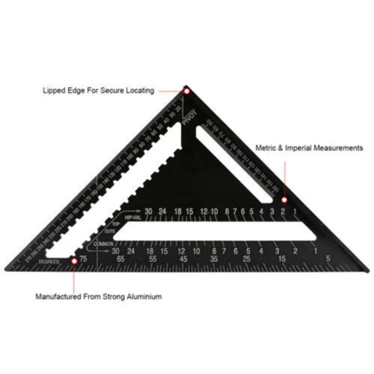 Angle Ruler Measuring Tool For Woodworking Square Layout Gauge(12 Inch Black) - Image 8