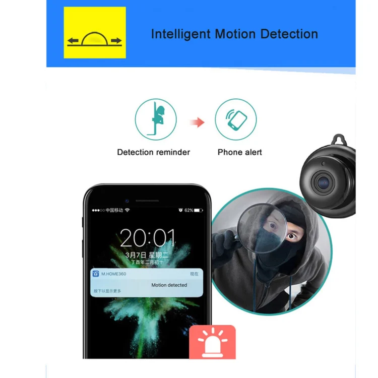 Anpwoo MN001 3518Ev200 1.0 MP Mini HD WiFi IP Camera with 6 PCS Infrared LEDs, Support Motion Detection & Night Vision & TF Card(Max 64GB) - Image 9