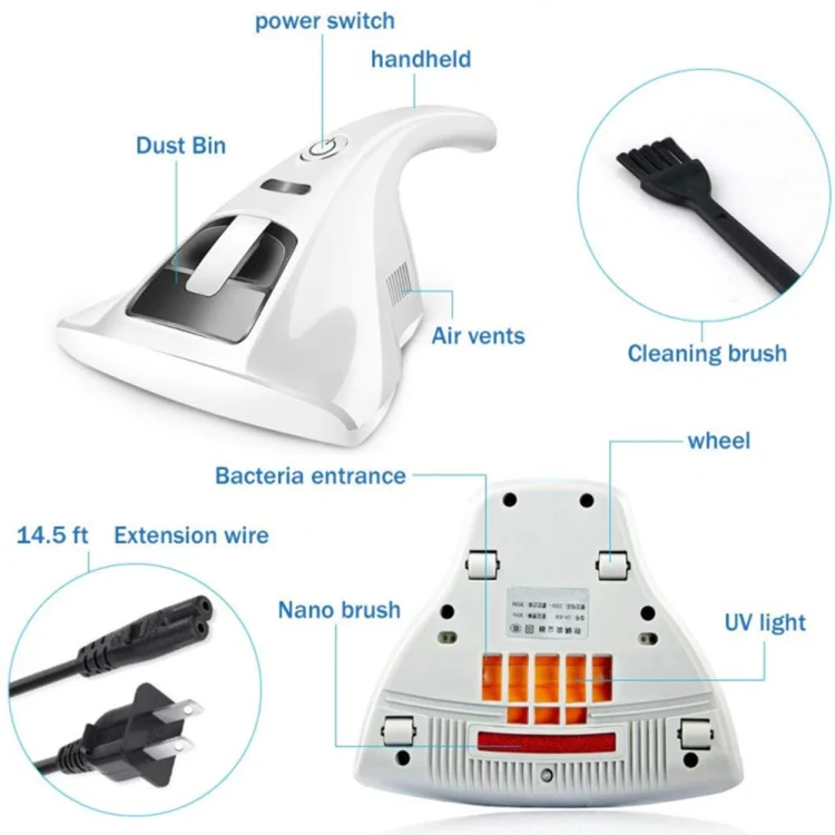 Anti-Dust Mites UV Vacuum Cleaner Household Handheld UV Vacuum Cleaner,Anti-Bacterial Portable with Hight Efficiency, Plug:UK Plug(Pink) - Image 3