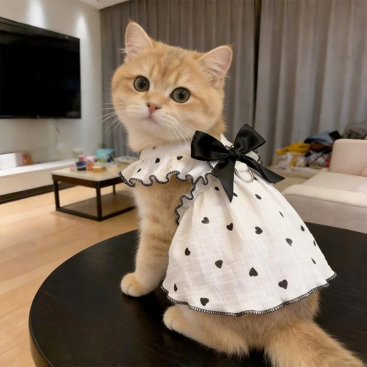 Anti-Shedding Thin Cat Clothes Summer Wearable Harness Dress For Pets, Size: S(Purple) - Image 4