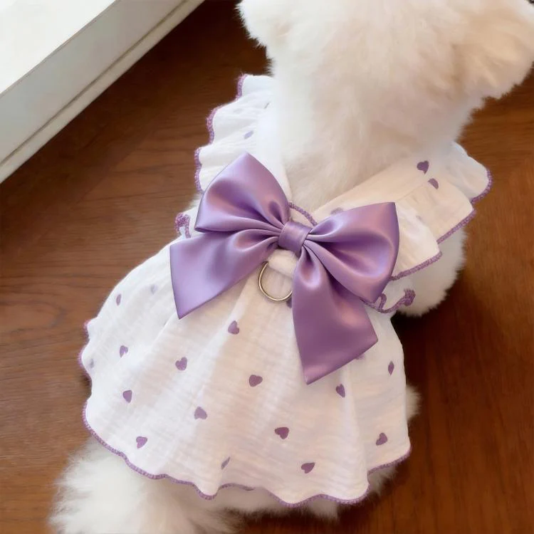 Anti-Shedding Thin Cat Clothes Summer Wearable Harness Dress For Pets, Size: XL(Purple)