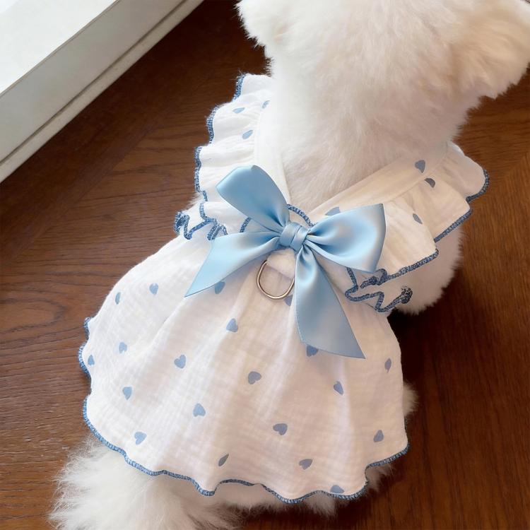 Anti-Shedding Thin Cat Clothes Summer Wearable Harness Dress For Pets, Size: XS(Blue)