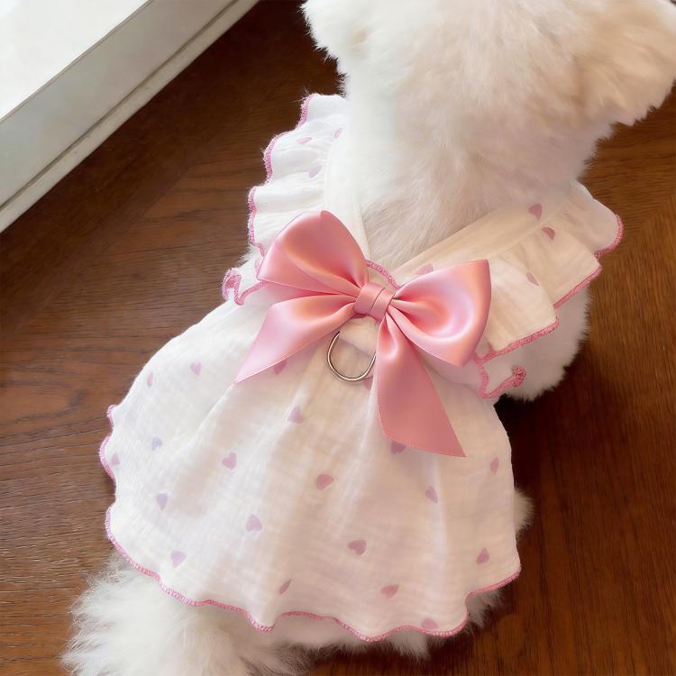 Anti-Shedding Thin Cat Clothes Summer Wearable Harness Dress For Pets, Size: XS(Pink)