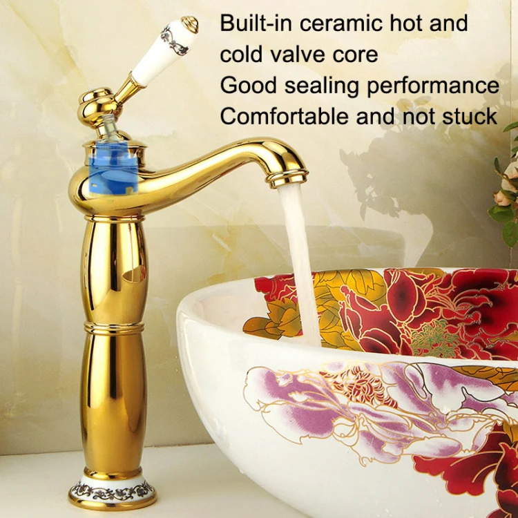 Antique Hot and Cold Bathroom Washbasin Faucet, Style: Short Model - Image 7