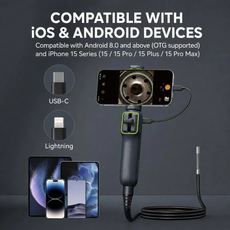 ANYKIT AD100 360-Degree Rotatable Industrial Endoscope IP67 Waterproof HD Auto Repair Borescope, Spec: 5.5mm Single Lens/1.2m - Image 2