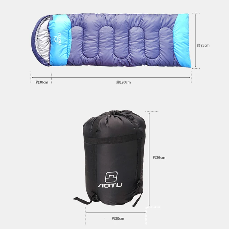 AOTU AT6101 1.8kg Outdoor Camping Stitchable Envelope Warm Sleeping Bag(Navy Blue) - Image 2