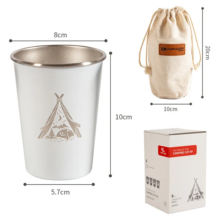 AOTU AT6657-2 4pcs Outdoor Camping Folding Stainless Steel Water Cup Set (Black) - Image 2
