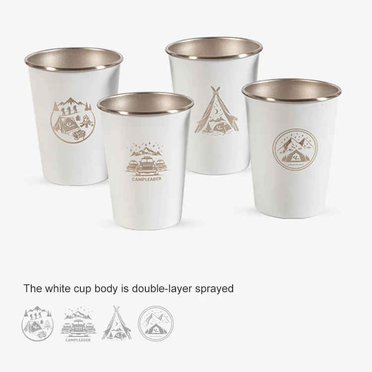 AOTU AT6657-2 4pcs Outdoor Camping Folding Stainless Steel Water Cup Set (Black) - Image 3