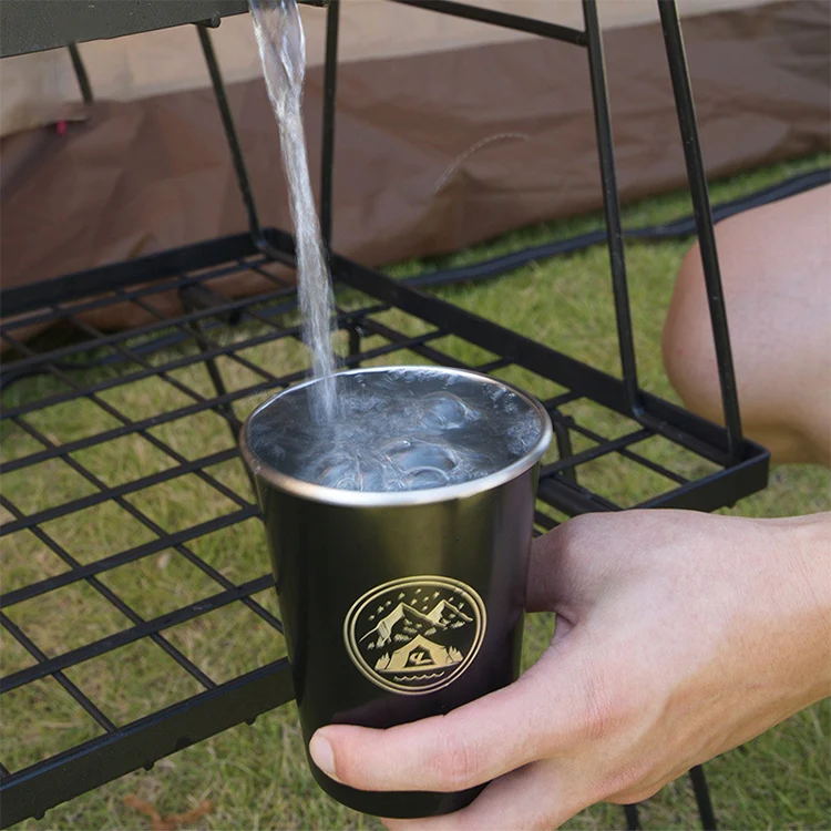 AOTU AT6657-2 4pcs Outdoor Camping Folding Stainless Steel Water Cup Set (White) - Image 5