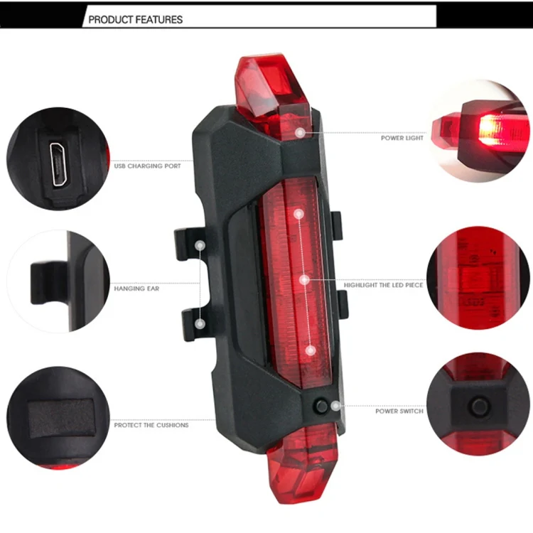 AQY-093 Detachable USB Rechargeable LED Bike Taillight(Red) - Image 8