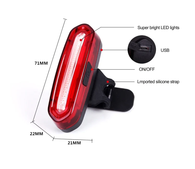 AQY-096 IPX4 Detachable USB Rechargeable Single Color LED Bike Taillight (Red) - Image 4