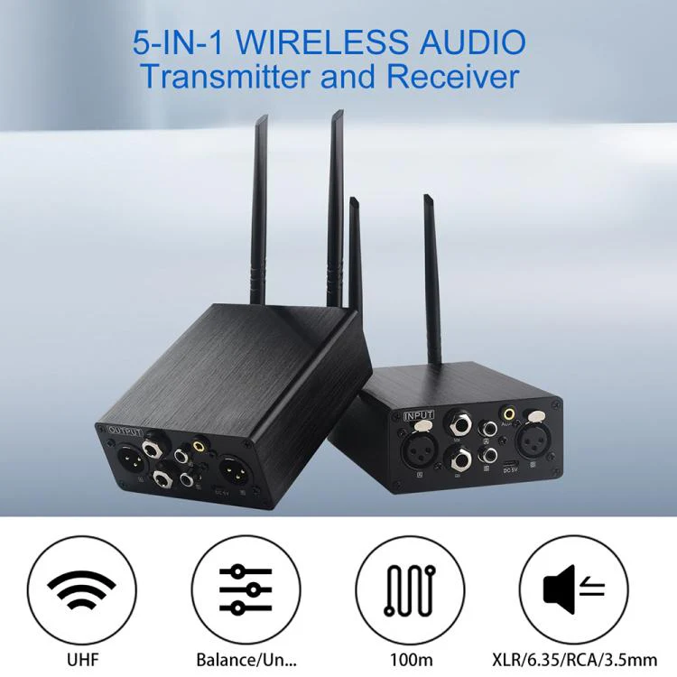 AU680A XLR Wireless Audio Transmitter and Receiver Set, Plug Type:US Plug(Black) - Image 4