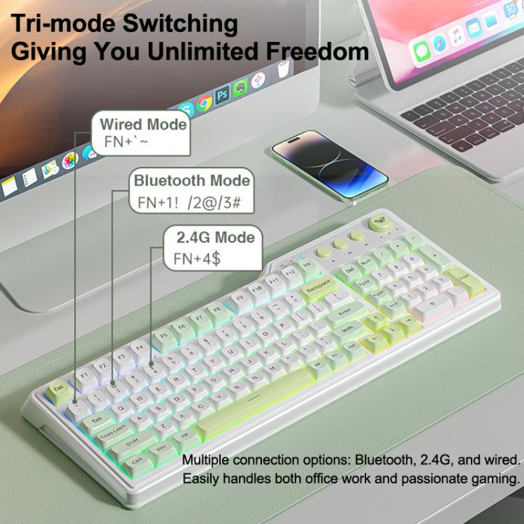 AULA F3099 99 Keys RGB Lighting Tri-Mode Gaming Keyboard(White Blue) - Image 7