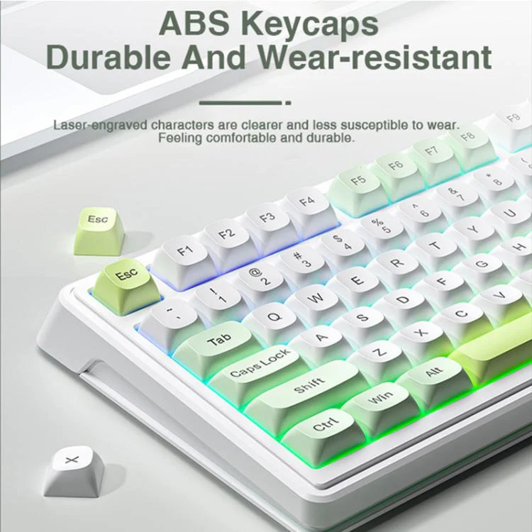 AULA F3099 99 Keys RGB Lighting Tri-Mode Gaming Keyboard(White Green) - Image 9