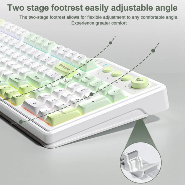 AULA F3099 99 Keys RGB Lighting Tri-Mode Gaming Keyboard(White Pink) - Image 11