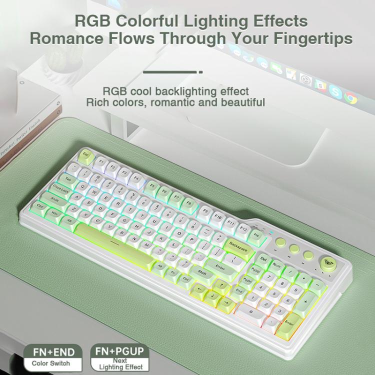 AULA F3099 99 Keys RGB Lighting Tri-Mode Gaming Keyboard(White Pink) - Image 12