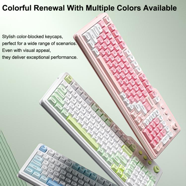 AULA F3099 99 Keys RGB Lighting Tri-Mode Gaming Keyboard(White Pink) - Image 5