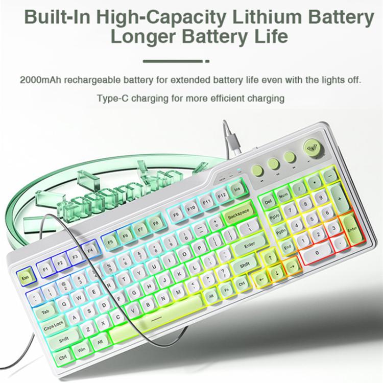AULA F3099 99 Keys RGB Lighting Tri-Mode Gaming Keyboard(White Pink) - Image 8