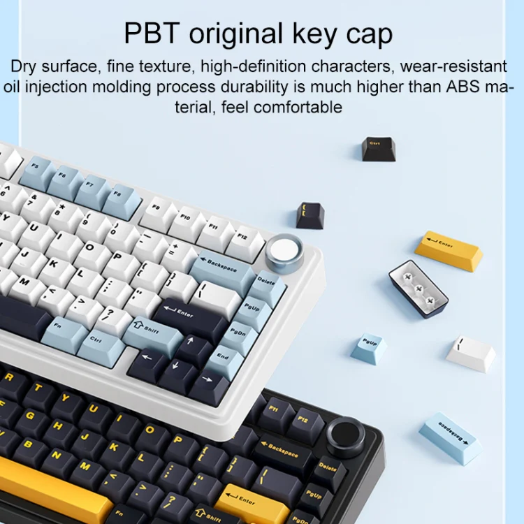 AULA F75 80 Keys Wired/2.4G/Bluetooth Three Model Customized RGB Mechanical Keyboard(Gradient Grey) - Image 4
