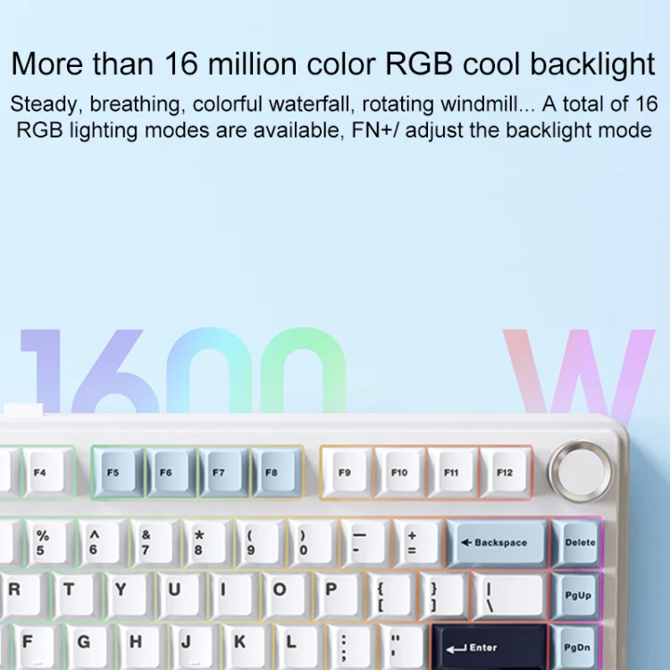 AULA F75 80 Keys Wired/2.4G/Bluetooth Three Model Customized RGB Mechanical Keyboard(Gradient Grey) - Image 5