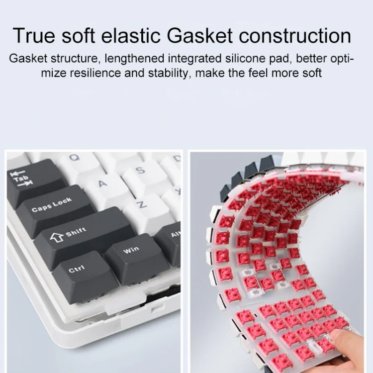 AULA F87 87 Keys Wired/2.4G/Bluetooth Three Model Customized RGB Mechanical Keyboard(White Grey Blue) - Image 5