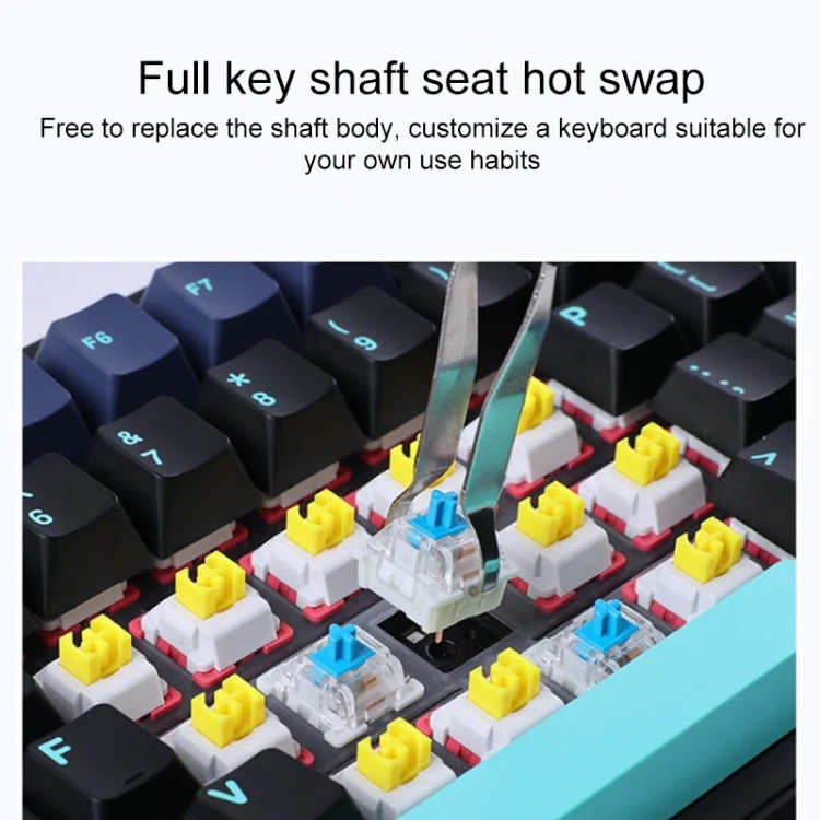 AULA F87 87 Keys Wired/2.4G/Bluetooth Three Model Customized RGB Mechanical Keyboard(White Grey Blue) - Image 6