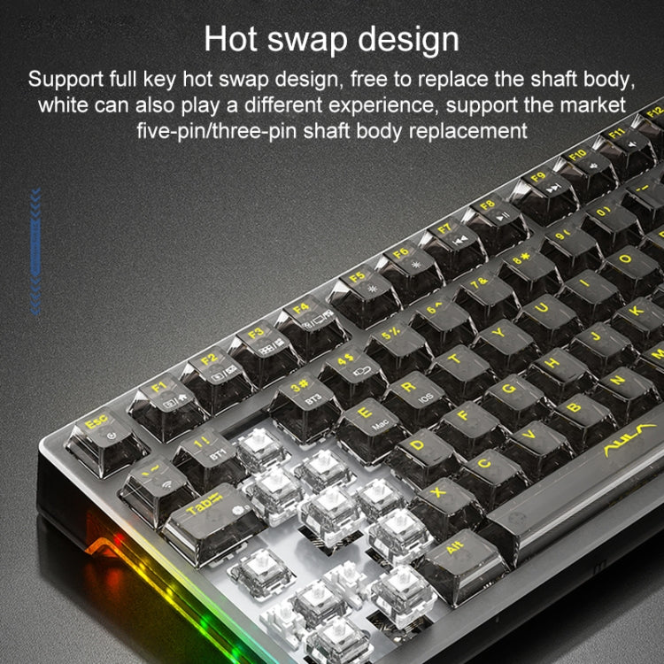 AULA F98Pro V3 99 Keys Wired/2.4G/Bluetooth Three Model RGB Mechanical Keyboard, Shaft:Ice Crystal Shaft(Transparent White) - Image 4
