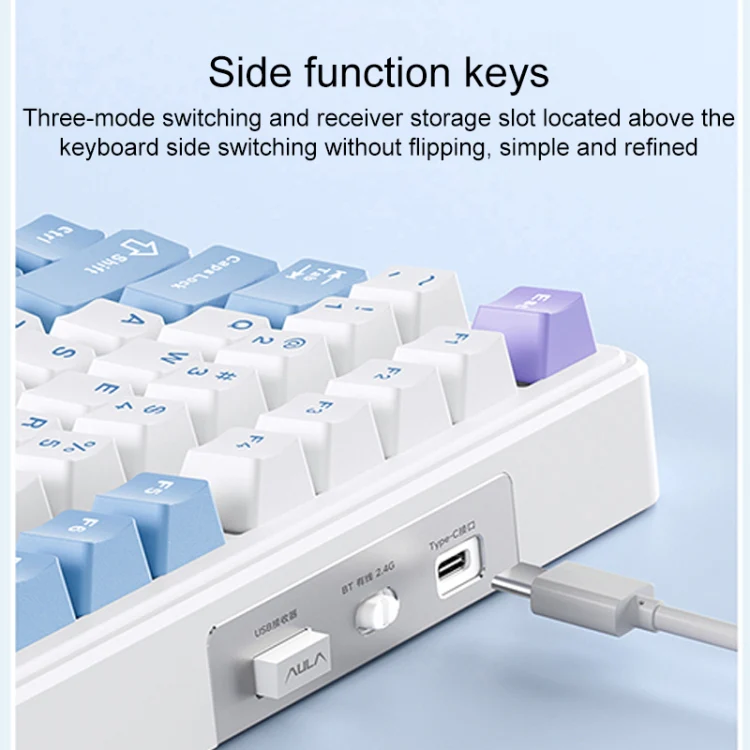 AULA F99 99 Keys Wired/2.4G/Bluetooth Three Model Customized RGB Mechanical Keyboard(Black White Blue) - Image 8