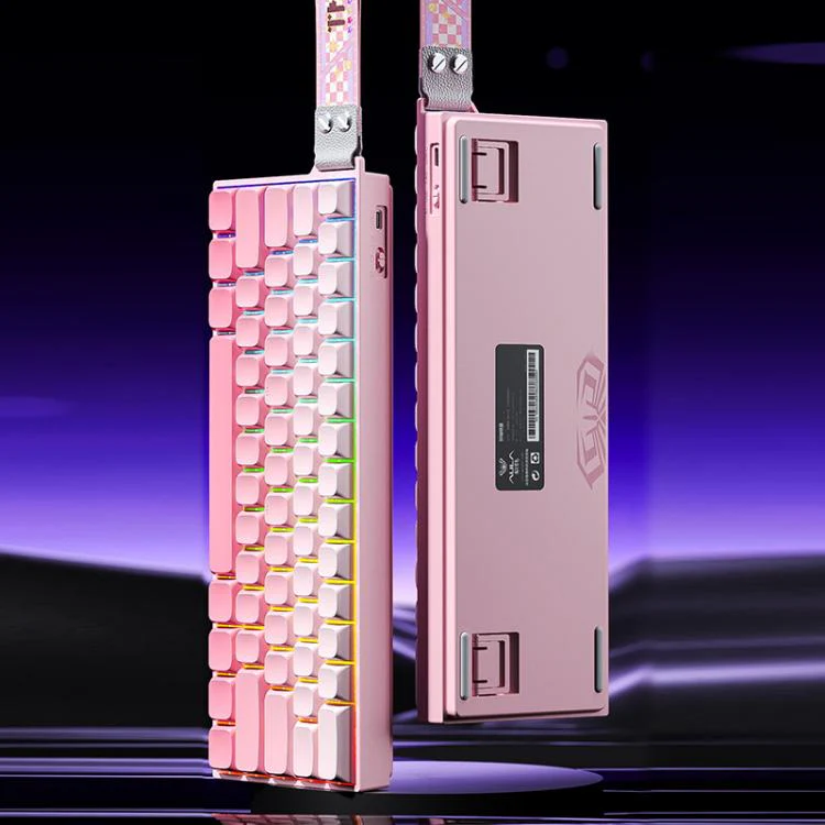 AULA MINI60 HE Pro 61 Keys RGB Wireless Game Mechanical Keyboard(Side Printed Pink)