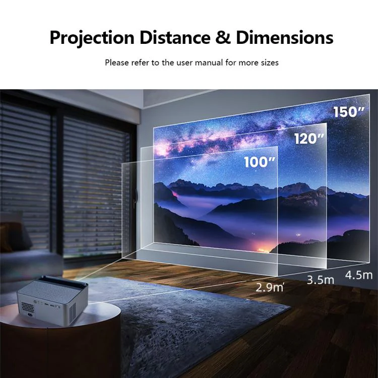 AUN A45 Pro 1080P Android ATV OS Smart Projector, Plug:EU Plug(Grey) - Image 15