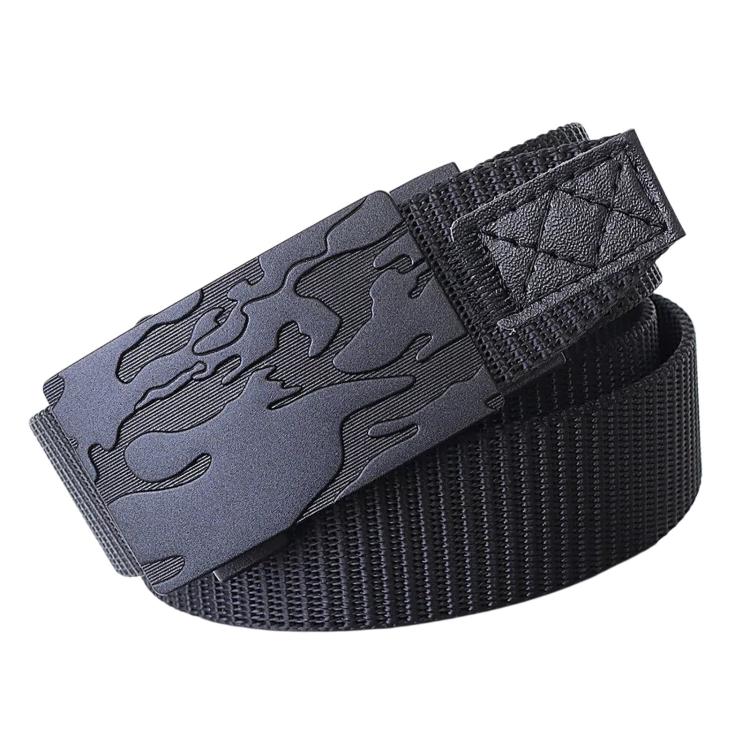 Automatic Buckle Belt Men Outdoor Nylon Belt, Length: 105cm(Black)
