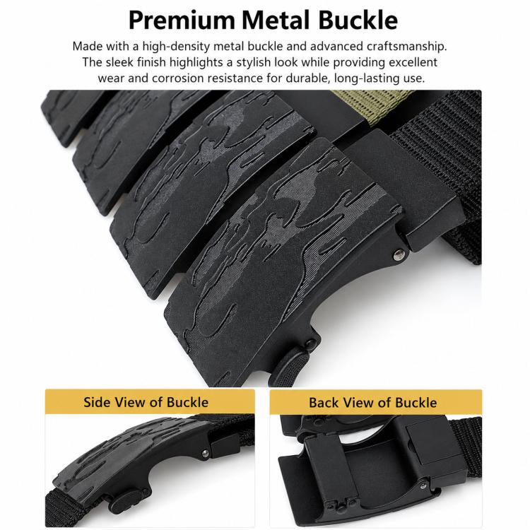 Automatic Buckle Belt Men Outdoor Nylon Belt, Length: 115cm(Black White Stripes) - Image 4