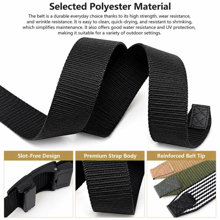 Automatic Buckle Belt Men Outdoor Nylon Belt, Length: 125cm(Army Green) - Image 5