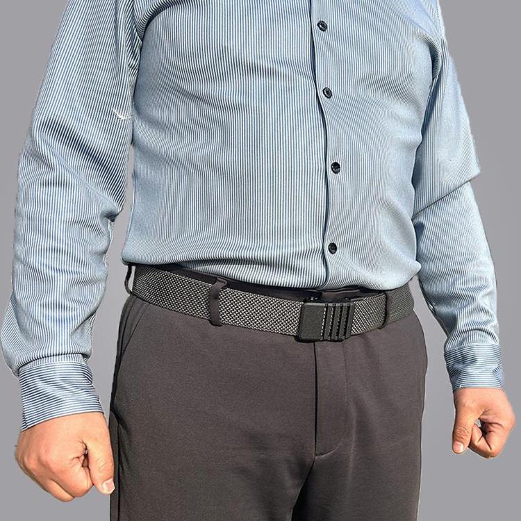 Automatic Buckle Nylon Belt Men Belt For Business Casual Denim Wear, Length: 115cm(Light Gray) - Image 7