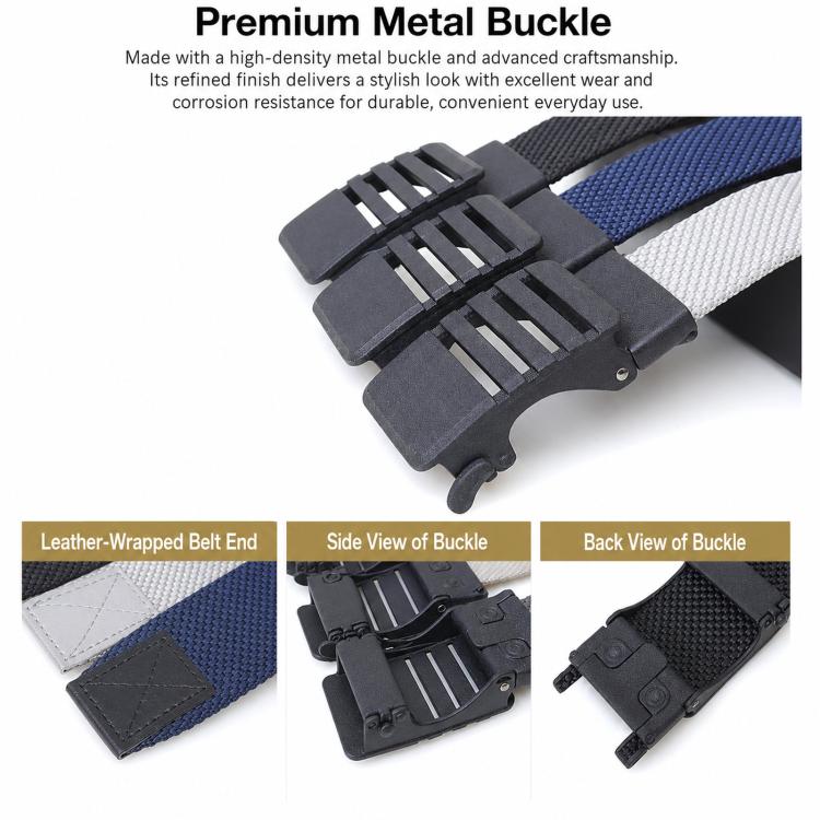 Automatic Buckle Nylon Belt Men Belt For Business Casual Denim Wear, Length: 125cm(Dark Gray) - Image 5