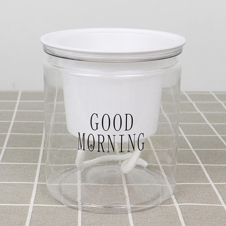 Automatic Water Absorption Hydroponic Pot Succulent Plant Flower Pot, Style:Transparent With Words - Image 2