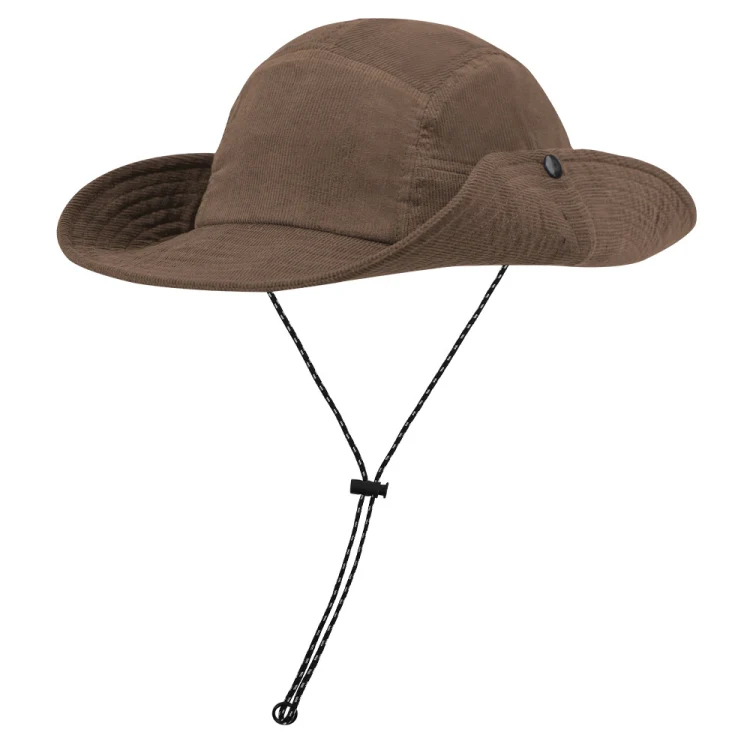 Autumn And Winter Sunscreen Fisherman Hat Camping Warming Large Eaves Corduroy Mountaineering Hood, Size: XL Above 60cm(Light Brown)