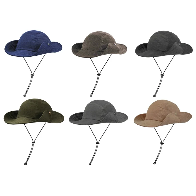 Autumn And Winter Sunscreen Fisherman Hat Camping Warming Large Eaves Corduroy Mountaineering Hood, Size: XL Above 60cm(Light Brown) - Image 2