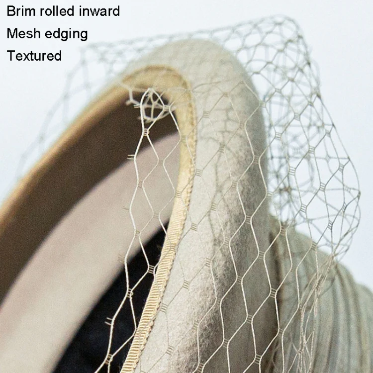 Autumn And Winter Wool Felt Beret Round Top Mesh Decorative Hat, Color: Beige - Image 6