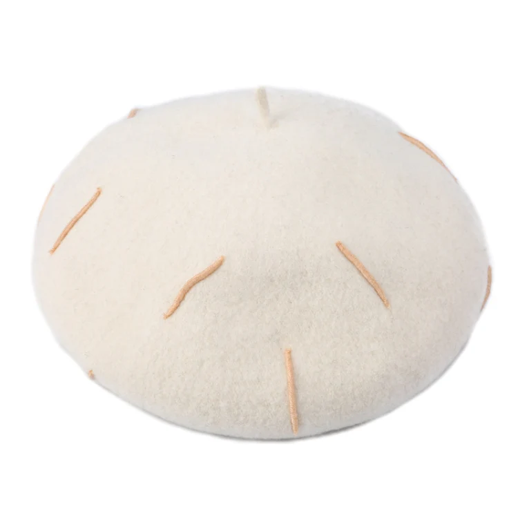 Autumn Winter Embroidered Warm Wool Hat Outdoor Leisure Ladies Beret, Size: One Size(White)
