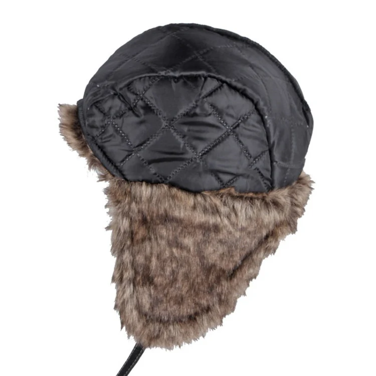 Autumn Winter Imitation Leather Outdoor Ride Hat Ear Protection Pilot Hat, Size: L About 54-58cm(Black) - Image 4