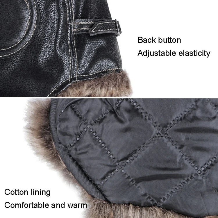 Autumn Winter Imitation Leather Outdoor Ride Hat Ear Protection Pilot Hat, Size: XL About 58-60cm(Coffee) - Image 7