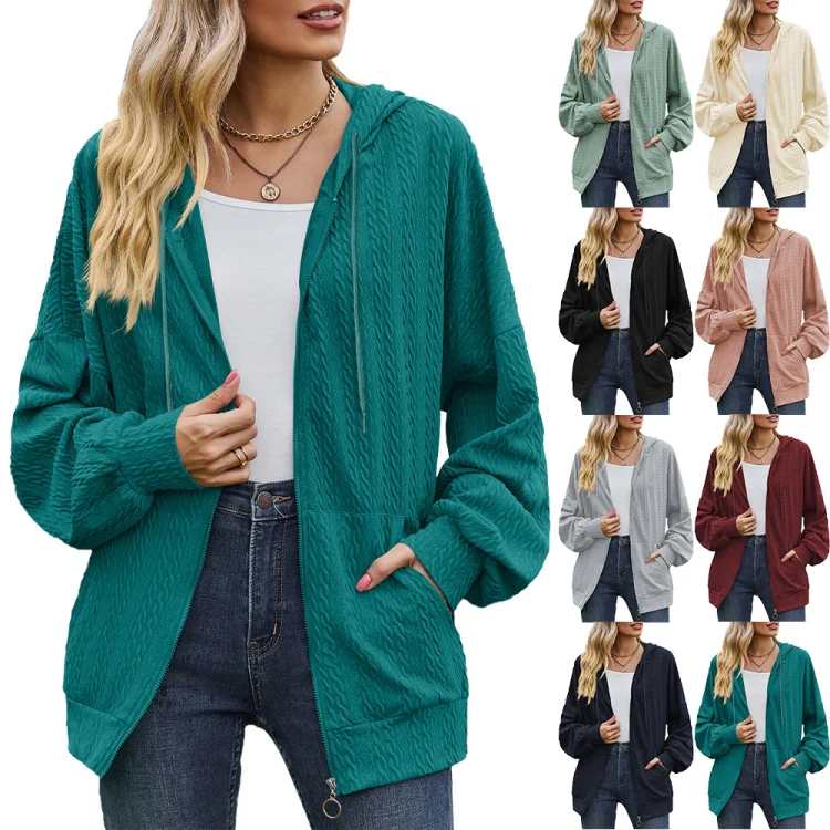 Autumn Winter Solid Color Long-Sleeved Loose Pocket Hooded Sweater Jacket, Size: XXL(Apricot) - Image 6