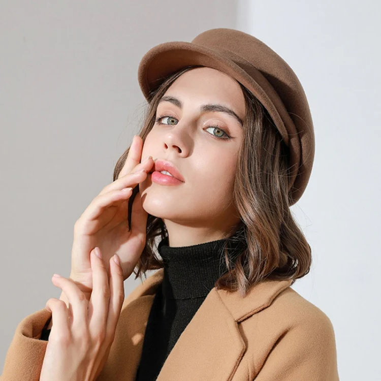 Autumn Winter Wool Beret Breathable Duck Tongue Cap, Size: Adjustable(Black) - Image 9
