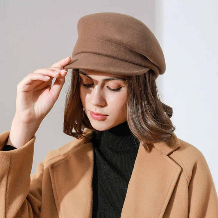 Autumn Winter Wool Beret Breathable Duck Tongue Cap, Size: Adjustable(White) - Image 8