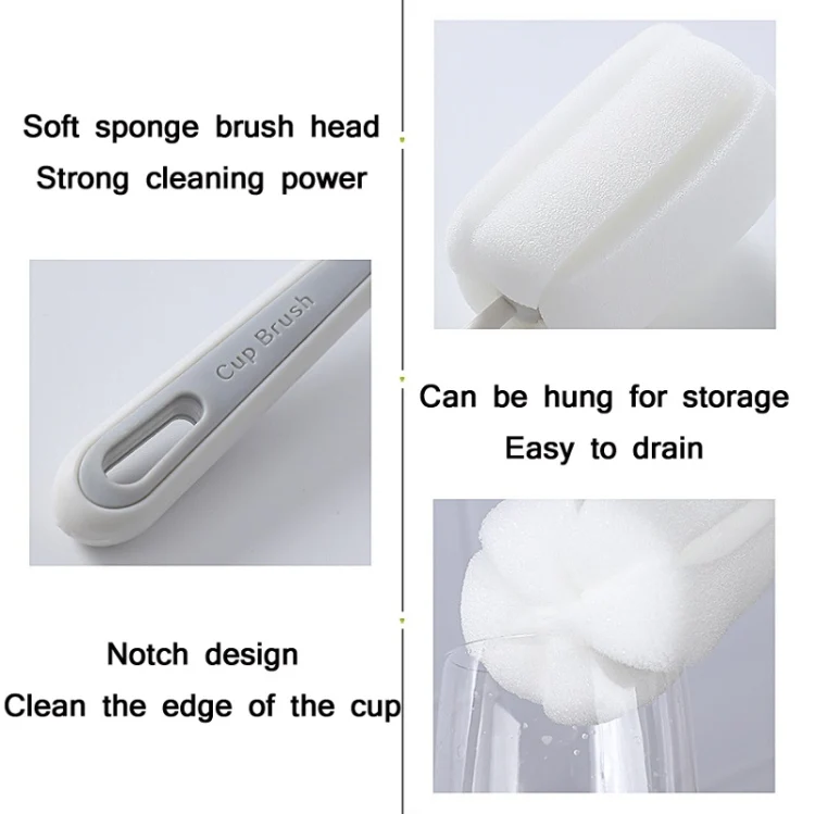 Baby Bottle Vacuum Cup Sponge Long Handle Brush Household Cleaning Brush(White) - Image 4